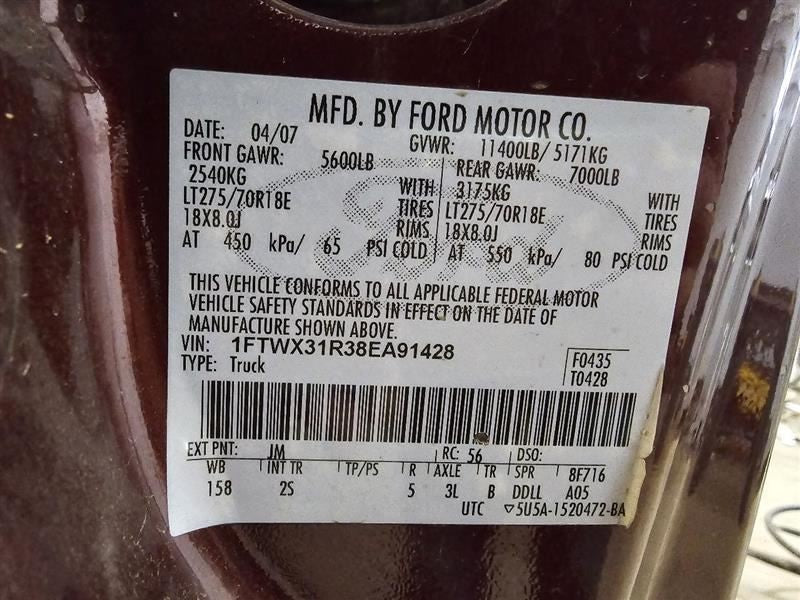Seat Belt Front Bench Seat 1 Piece Fits 08-10 FORD F250SD PICKUP 58254