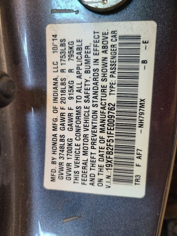 Steering Column Floor Shift Electric Power Steering LX Fits 14-15 CIVI