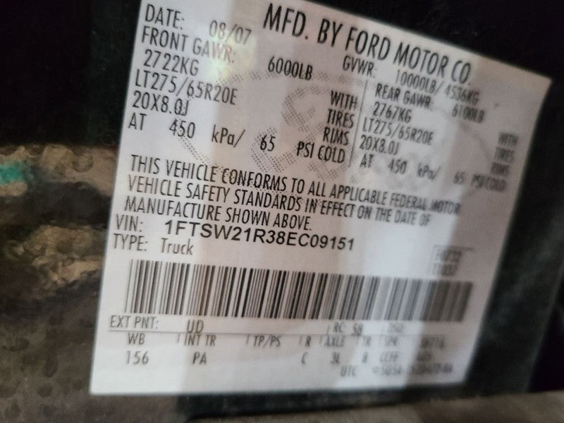 Driver Rear Side Door Crew Cab Fits 08-12 FORD F250SD PICKUP 664649