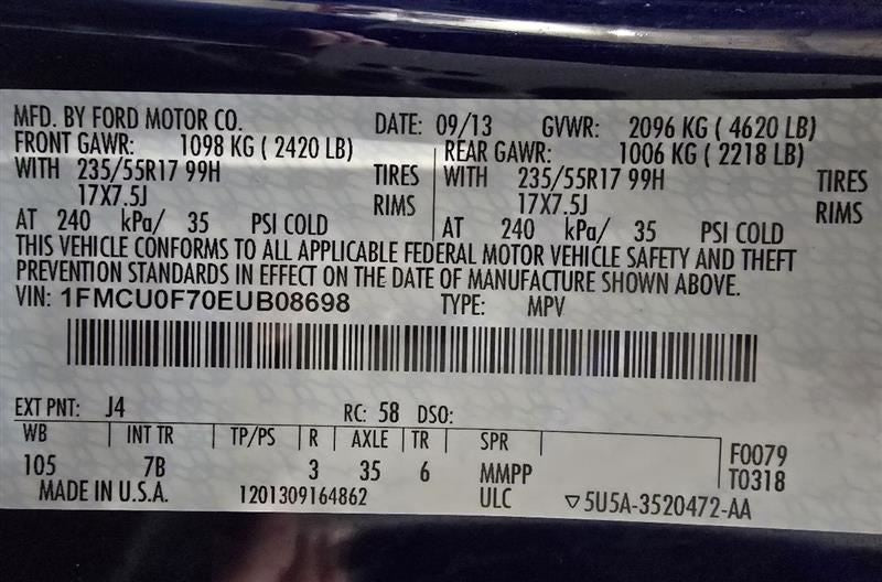 Speedometer Cluster With Message Center MPH Fits 13-14 ESCAPE 609586