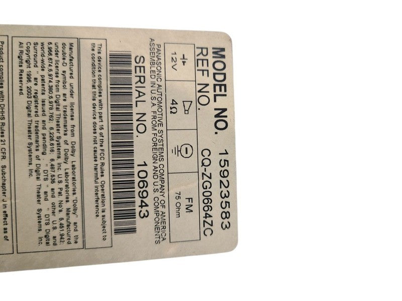 Audio Equipment Radio AM-FM-stereo-CD-DVD-MP3 Fits 07-08 AVALANCHE 150