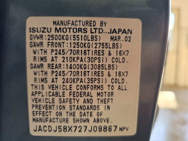 Driver Front Door Switch Driver's Master Fits 98-02 ISUZU TROOPER 6467