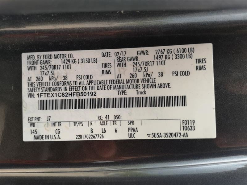 Trunk/Hatch/Tailgate Without Tailgate Step Fits 15-17 FORD F150 PICKUP