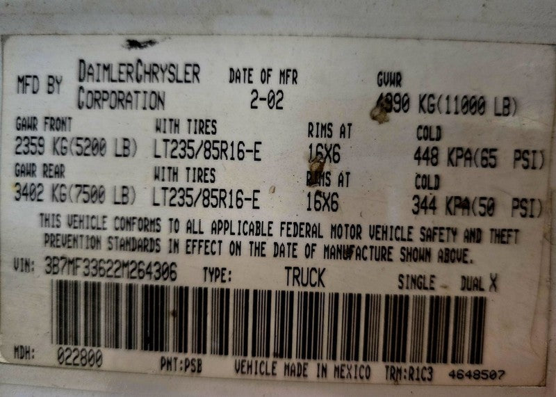 Seat Belt Front Club Cab Bench Seat Driver Fits 00-02 DODGE 2500 PICKU