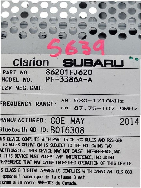 Audio Equipment Radio Receiver Without Navigation Fits 12-14 IMPREZA 6