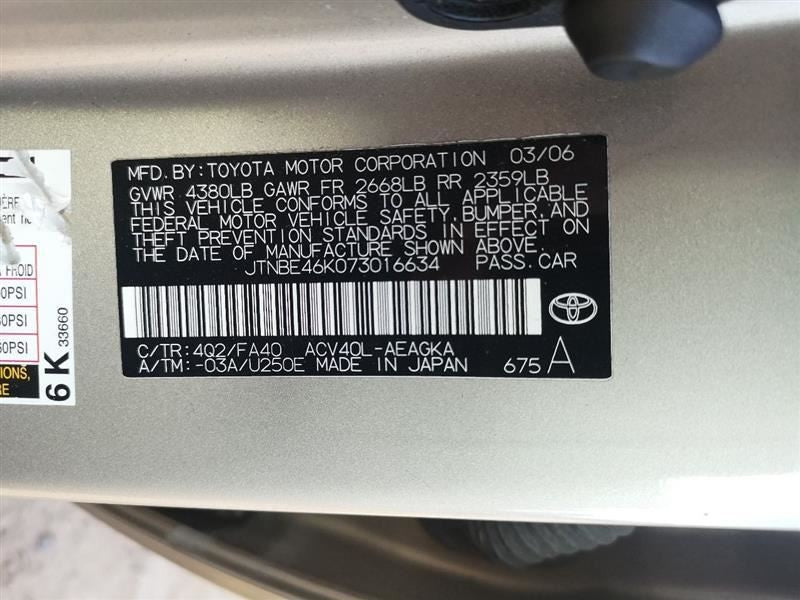Speedometer Cluster MPH VIN E 5th Digit 4 Cylinder Fits 07-09 CAMRY 27