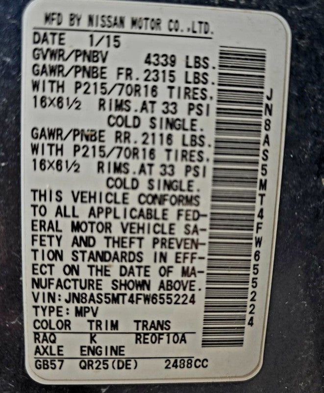Back Glass VIN J 1st Digit Japan Built Fits 08-15 ROGUE 623007