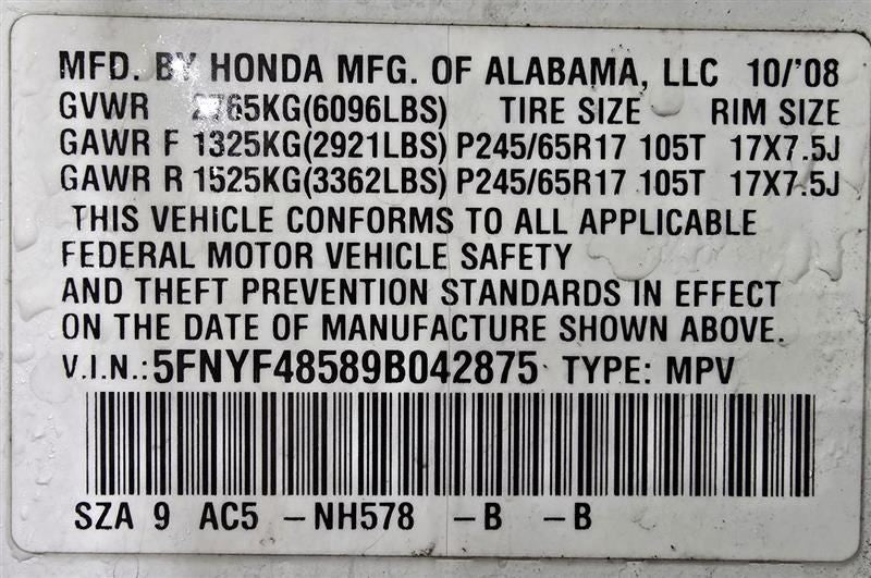 Seat Belt Front Passenger Retractor Fits 09-15 PILOT 609797