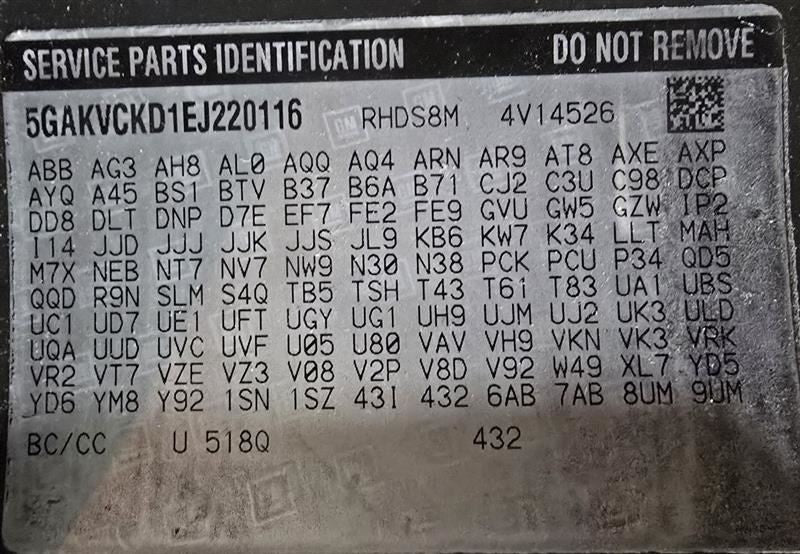 Passenger Right Front Door Fits 10-17 ENCLAVE 606707