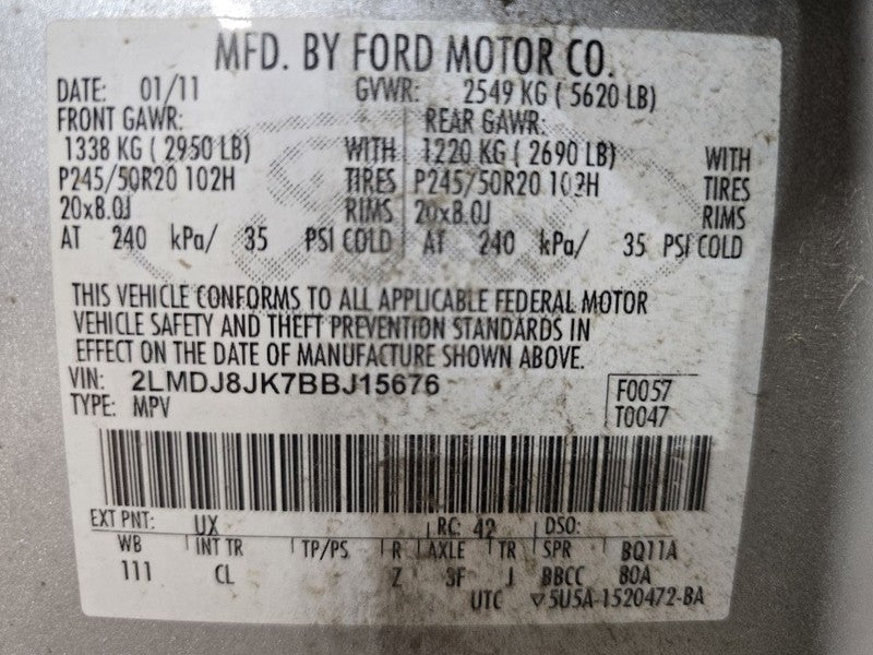 Seat Belt Front Bucket Driver Buckle Fits 11-15 MKX 632155