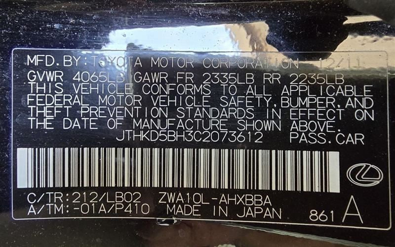 Passenger Right Air Bag Passenger Dash Fits 11-17 LEXUS CT200H 594833
