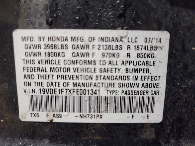 Chassis ECM Suspension TPMS Control ID 39350TX6A11 Fits 13-15 ILX 5482