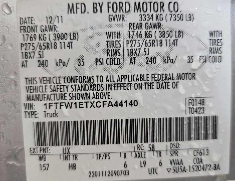 Seat Belt Front Bench 40/20/40 Driver Buckle Fits 09-14 FORD F150 PICK