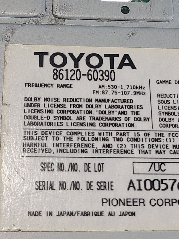Audio Equipment Radio Receiver 1 Din Fits 01-02 LEXUS LX470 662690