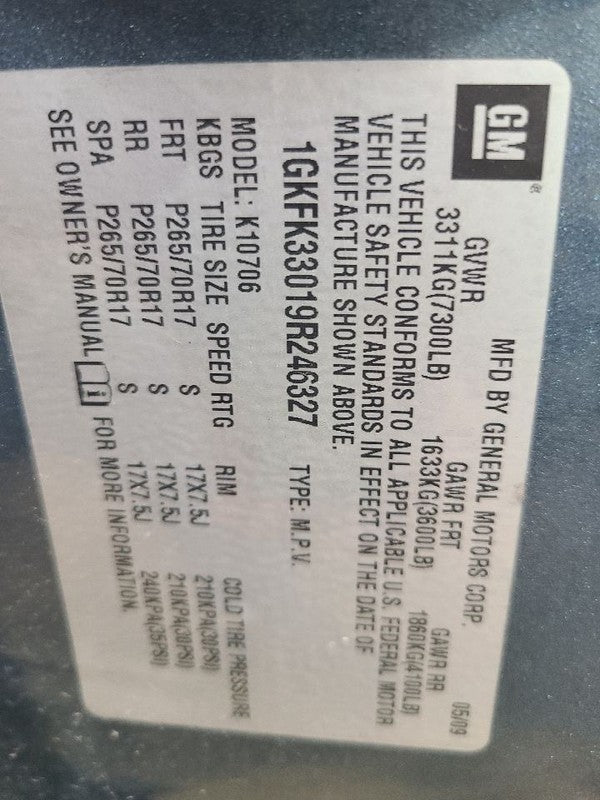 YUKON     2009 Door Trim Panel Rear 670148