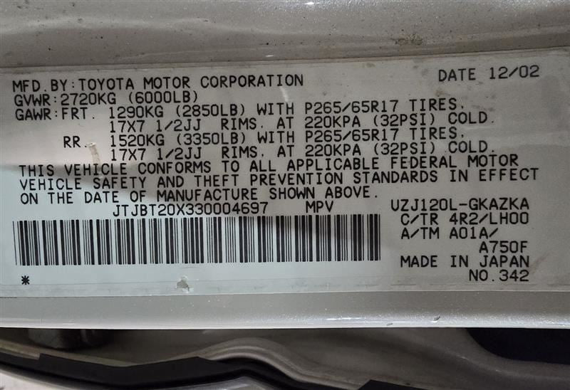GX470     2003 Seat Belt Rear 606594