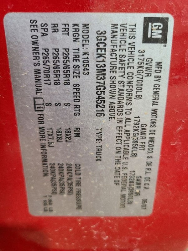 Automatic Transmission 5.3L 4WD ID Kld Fits 07-08 SIERRA 1500 PICKUP 6