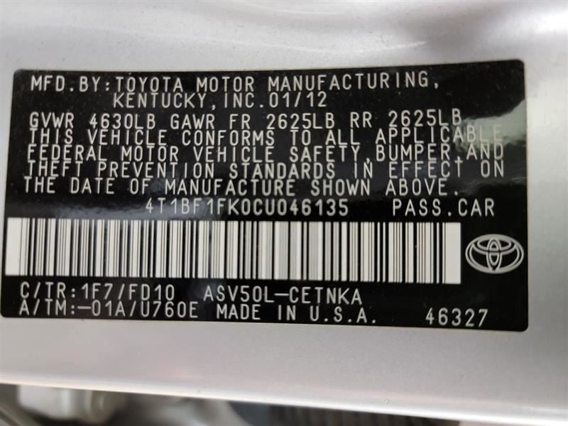 CAMRY     2012 Owners Manual 530335