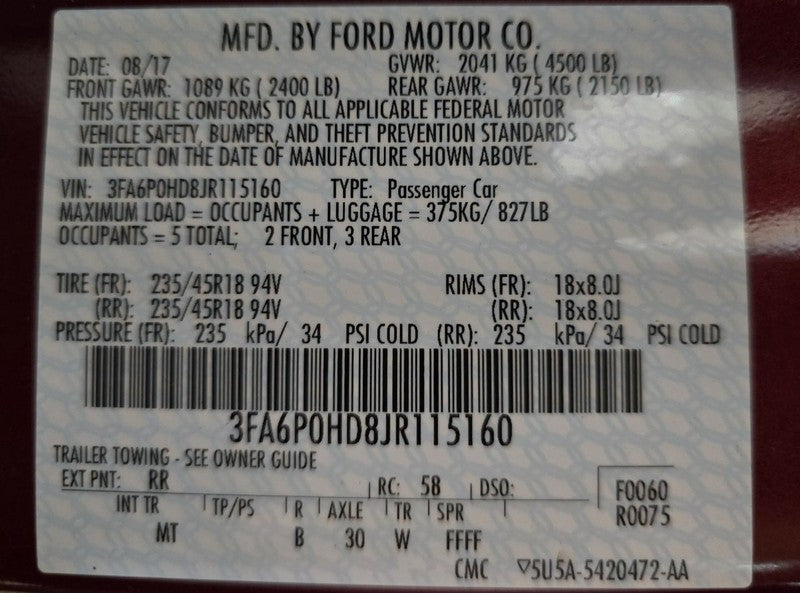 FUSION    2018 Seat Rear 638093