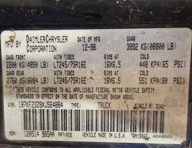 Engine ECM Electronic Control Module Diesel Fits 99 DODGE 2500 PICKUP 