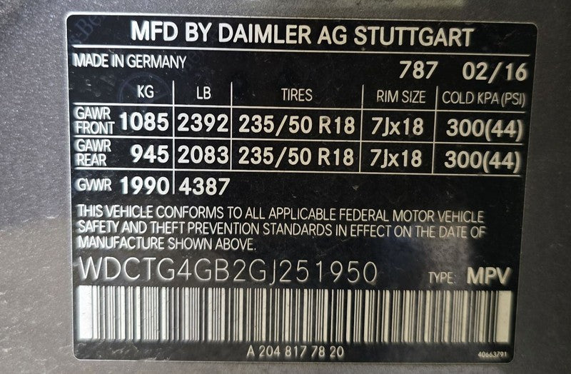 Passenger Rear Side Door 156 Type Fits 15-20 MERCEDES GLA-CLASS 633942