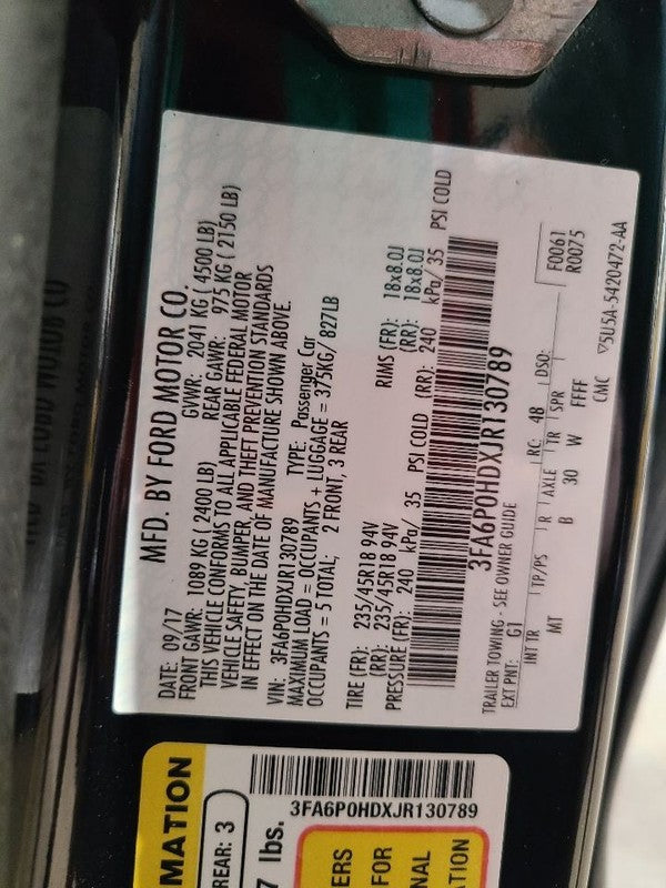 Automatic Transmission 1.5L Turbo Fits 17-20 FUSION 671954