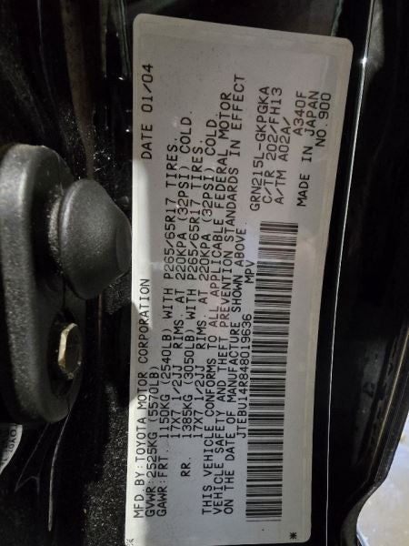 4 RUNNER  2004 Owners Manual 581290