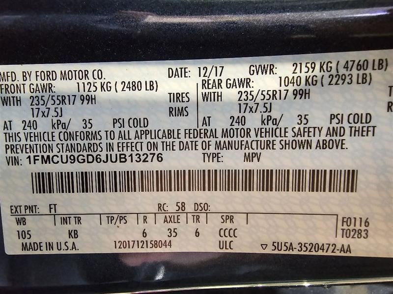 Passenger Side View Mirror Painted Cap Non-heated Fits 17-19 ESCAPE 59