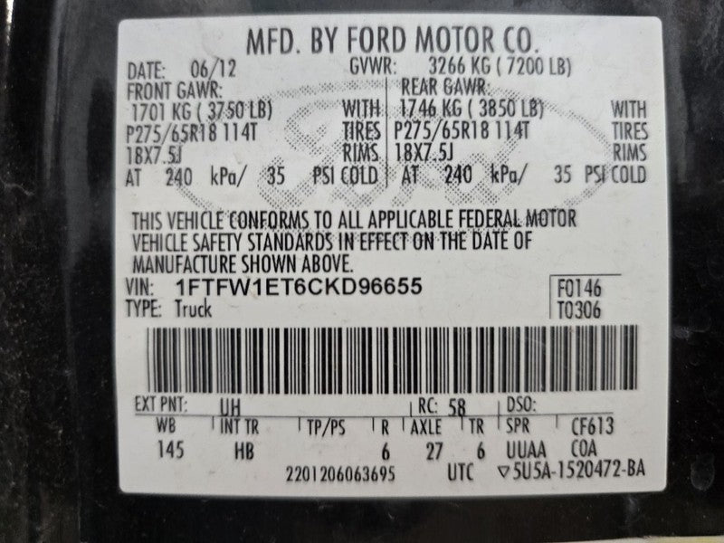 Seat Belt Front Bench 40/20/40 Passenger Fits 09-14 FORD F150 PICKUP 6
