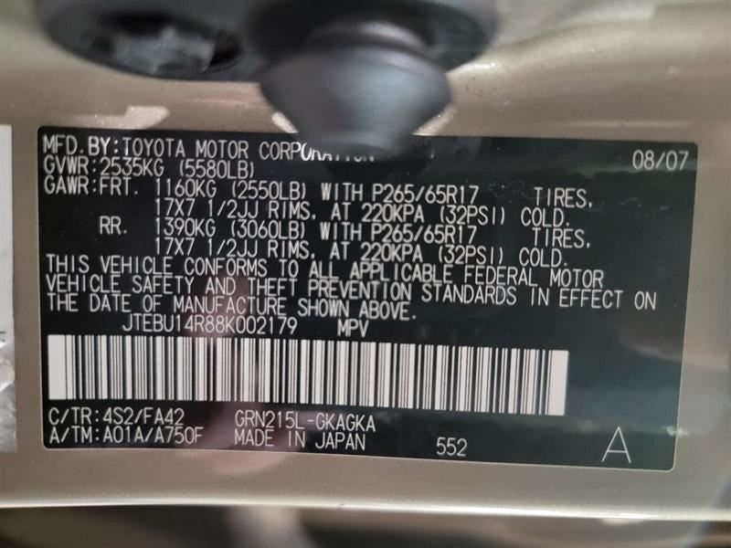 Passenger Side View Mirror Power Without Heated Fits 03-09 4 RUNNER 56