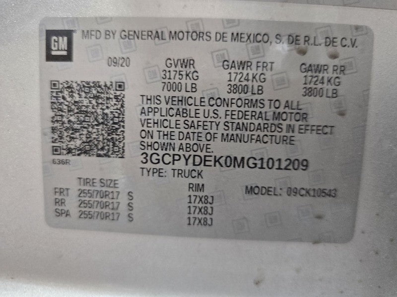 Passenger Right Sun Visor Fits 19-23 SIERRA 1500 PICKUP 641310