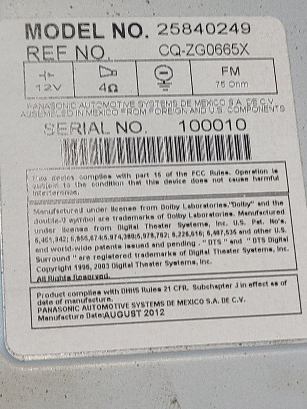 Audio Equipment Radio AM-FM-stereo-CD-DVD-MP3 Fits 07-08 AVALANCHE 150