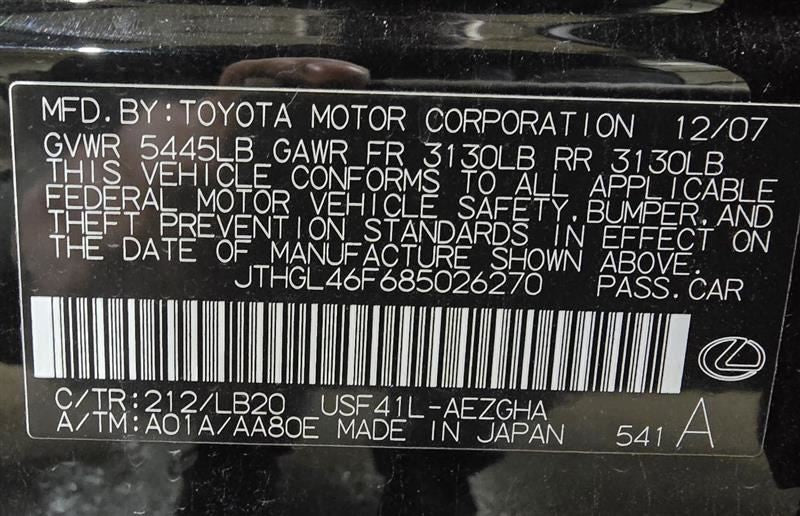 LS460     2008 Seat Belt Rear 606208