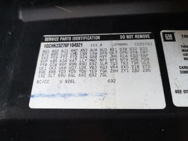 Fuse Box Engine Duramax Fits 06 SIERRA 2500 263361 15216917-02
