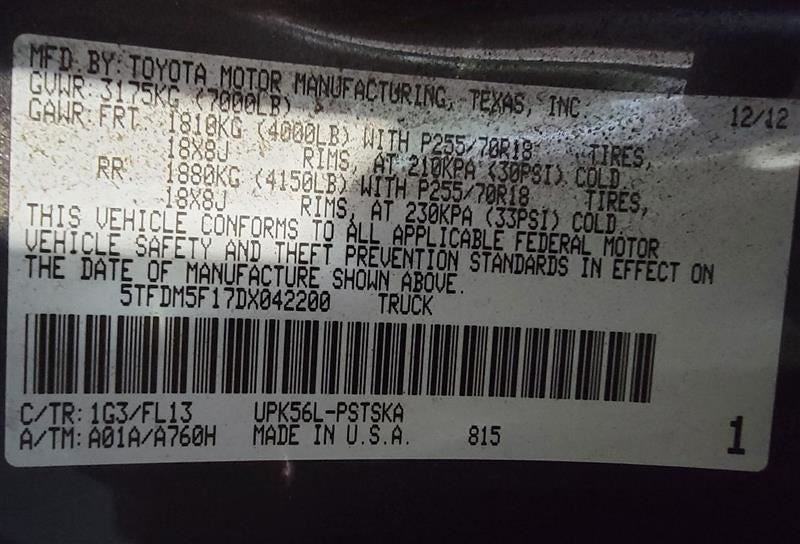TUNDRA    2013 Owners Manual 449839