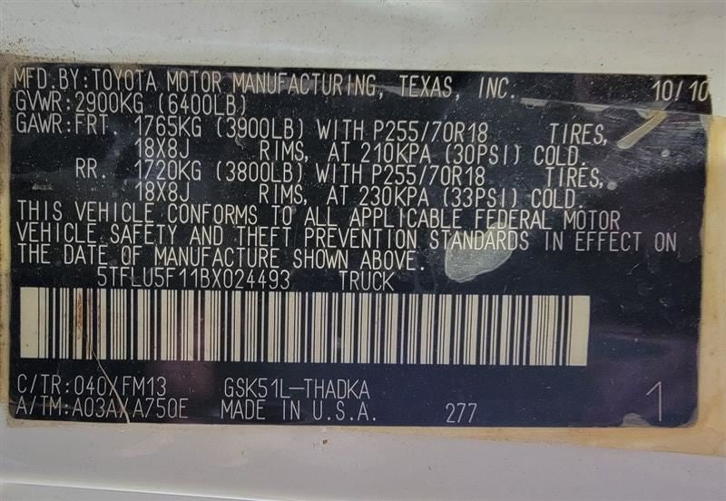 Speedometer Cluster MPH 6 Cylinder ID 83800-0CE41 Fits 11 TUNDRA 43705