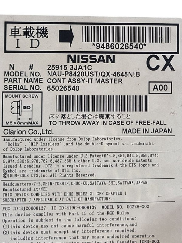 Audio Equipment Radio Receiver Fits 14-16 INFINITI QX60 660527