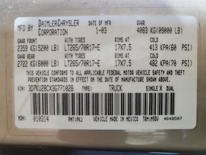 Flywheel/Flex Plate 5.9L Diesel Fits 00-01 03-04 DODGE 2500 PICKUP 563