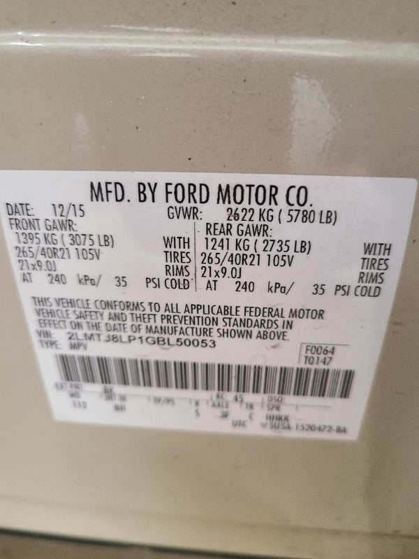 Driver Side View Mirror Power With Blind Spot Alert Fits 16-18 MKX 677