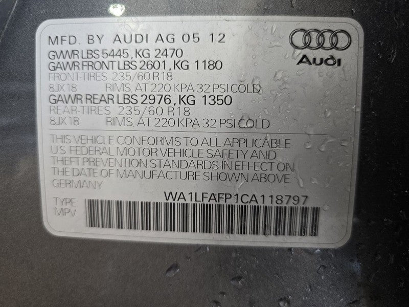 Carrier VIN Fp 7th And 8th Digit Rear Axle 2.0L Fits 09-17 AUDI Q5 639