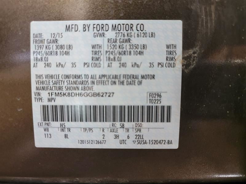 Carrier Rear Axle 2.3L Fits 16-19 EXPLORER 541117