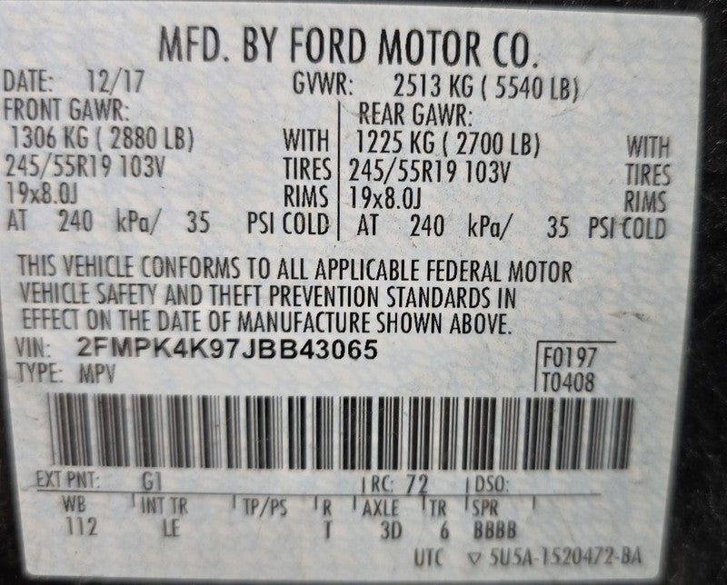 Seat Belt Front Bucket Passenger Buckle Fits 15-23 EDGE 635513