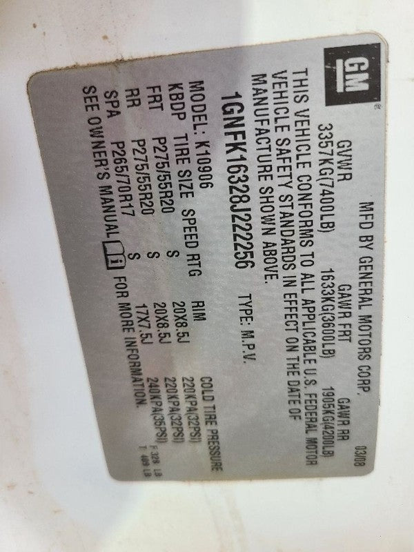 SUBURBN15 2008 Body Sensor 671348