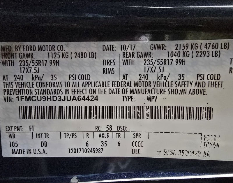 Air Cleaner 1.5L Fits 13-19 ESCAPE 617457