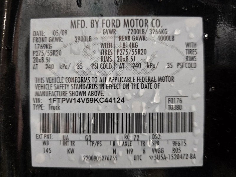 Driver Fender With Wheel Lip Moulding Fits 09-14 FORD F150 PICKUP 6236