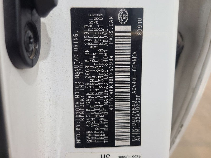 Back Glass Heated Without Premium Audio Fits 07-10 CAMRY 649858