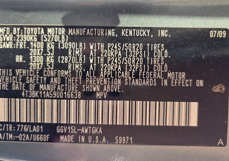 Seat Belt Front Bucket Passenger Retractor Fits 09-10 VENZA 628630