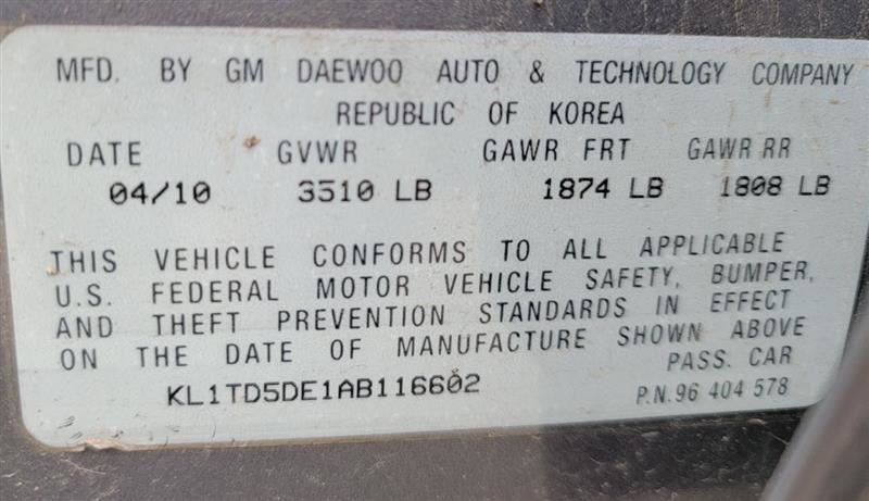 AVEO      2010 Owners Manual 561938