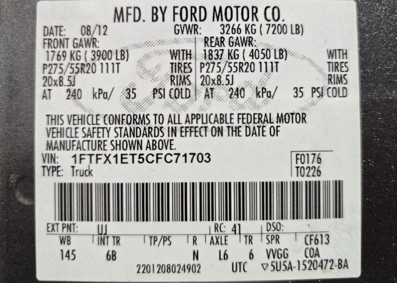 Seat Belt Front Bench 40/20/40 Passenger Fits 12-14 FORD F150 PICKUP 6