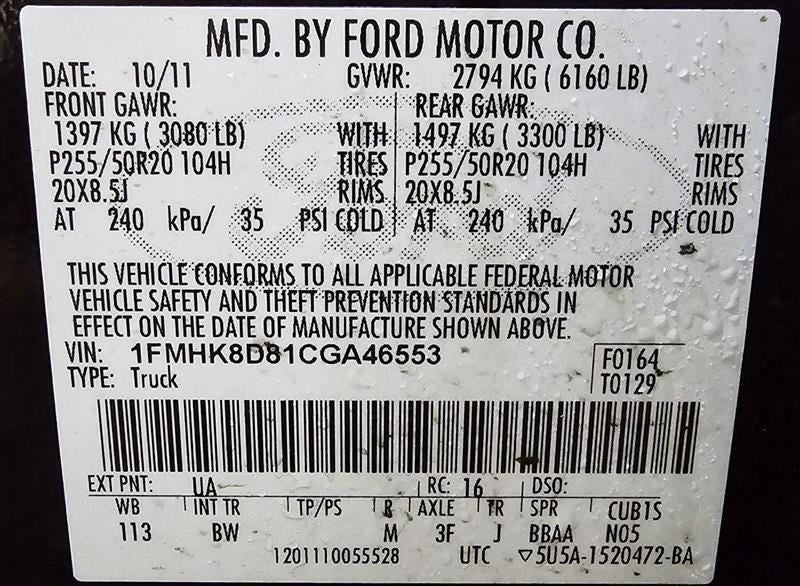 Driver Left Air Bag Front Driver Wheel Fits 11-12 EXPLORER 590360